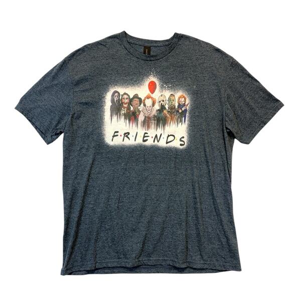 Graphic Tee Horror Movie Friends Design Gray Size XL - Picture 1 of 9